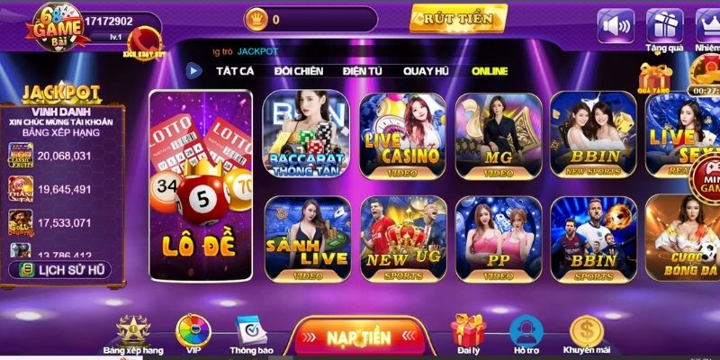 Những Trò Chơi Nổi Bật Tại Live Sòng Bạc 68 Game Bài